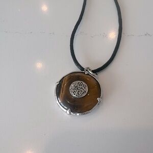 KARMA AND LUCK Courageous Soul - Tiger's Eye Hamsa Black String Necklace